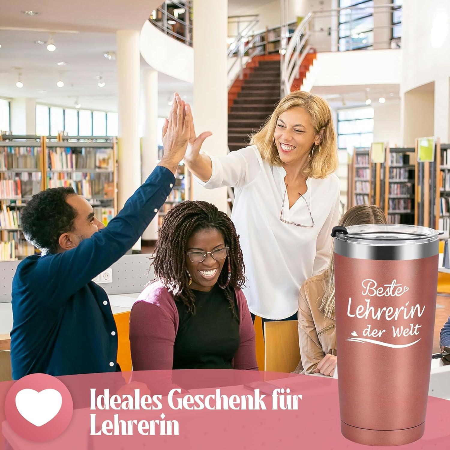 Isolierter Thermobecher Beste Lehrerin der Welt Roségold 600ml