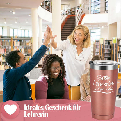 Isolierter Thermobecher Beste Lehrerin der Welt Roségold 600ml