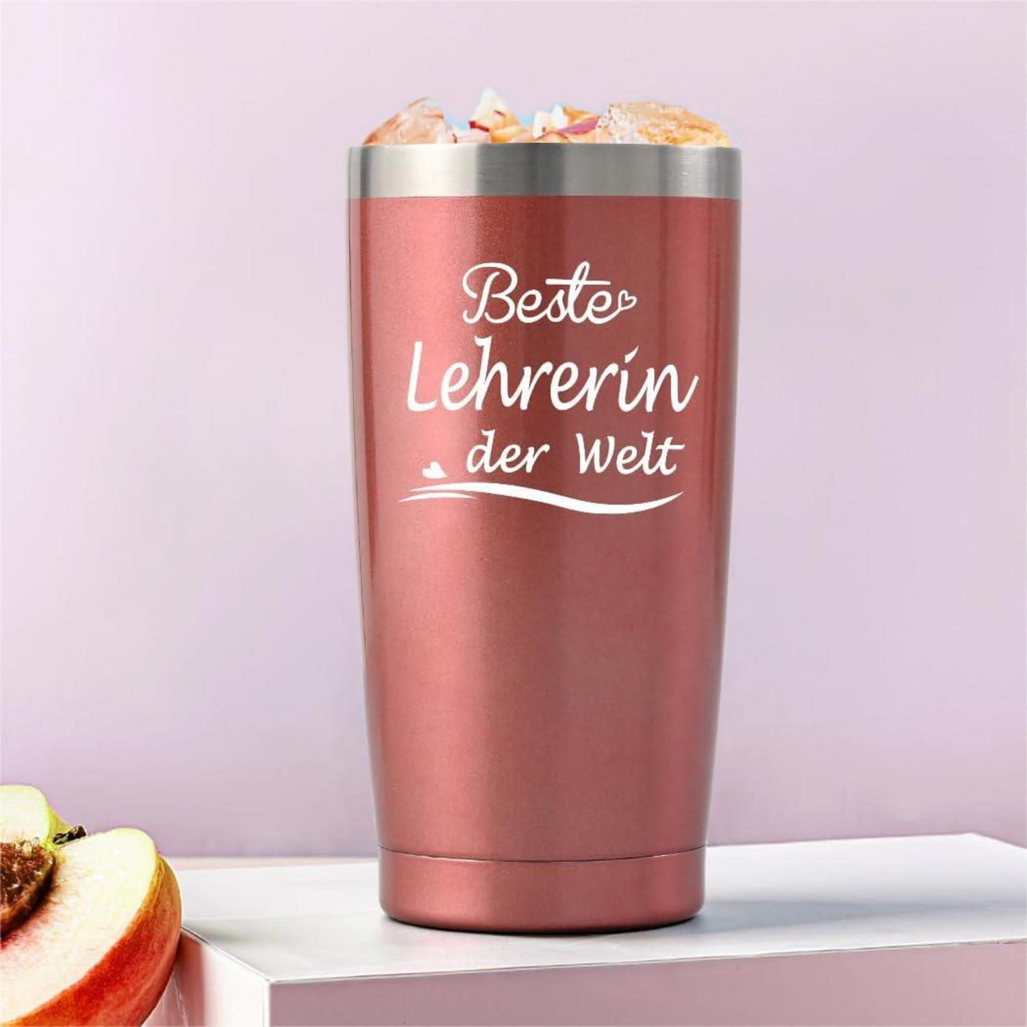 Livole Beste Lehrerin Geschenk Abschied 20oz Thermobecher Rosegold