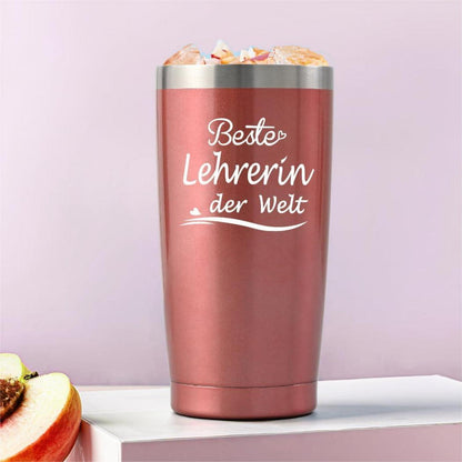 Livole Beste Lehrerin Geschenk Abschied 20oz Thermobecher Rosegold