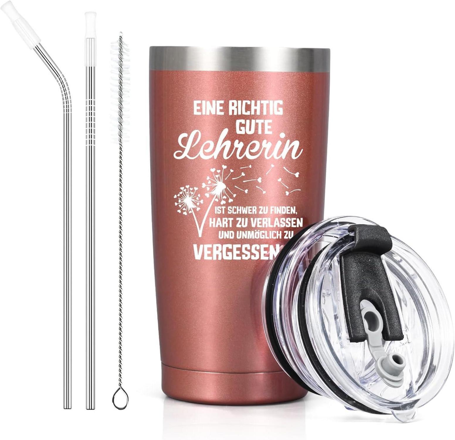 Thermobecher Lehrerin 600ml Kaffee Becher to go Roségold