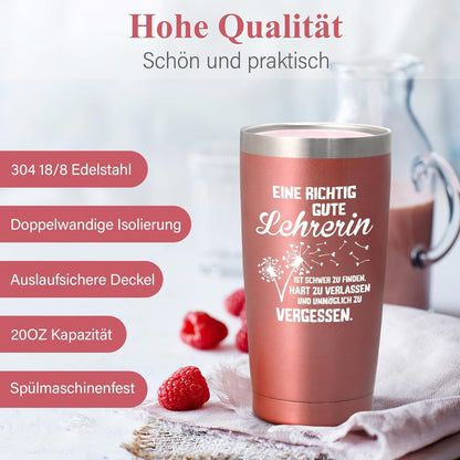 Thermobecher Lehrerin 600ml Kaffee Becher to go Roségold