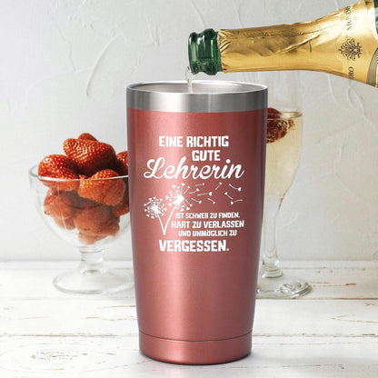 Lehrerin Geschenk Thermobecher 600ml Kaffee Becher to go Roségold