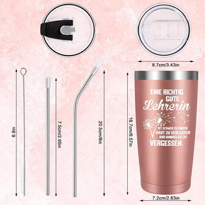 Lehrerin Geschenk Thermobecher 600ml Kaffee Becher to go Roségold