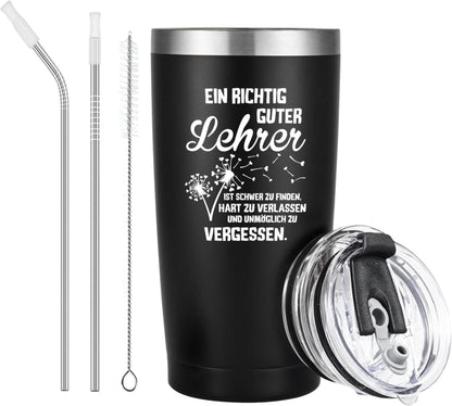 Livole Lehrer Geschenk Thermobecher 600ml Edelstahl Schwarz