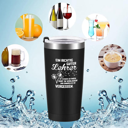 Livole Thermobecher Lehrer Geschenk 600ml Edelstahl Schwarz
