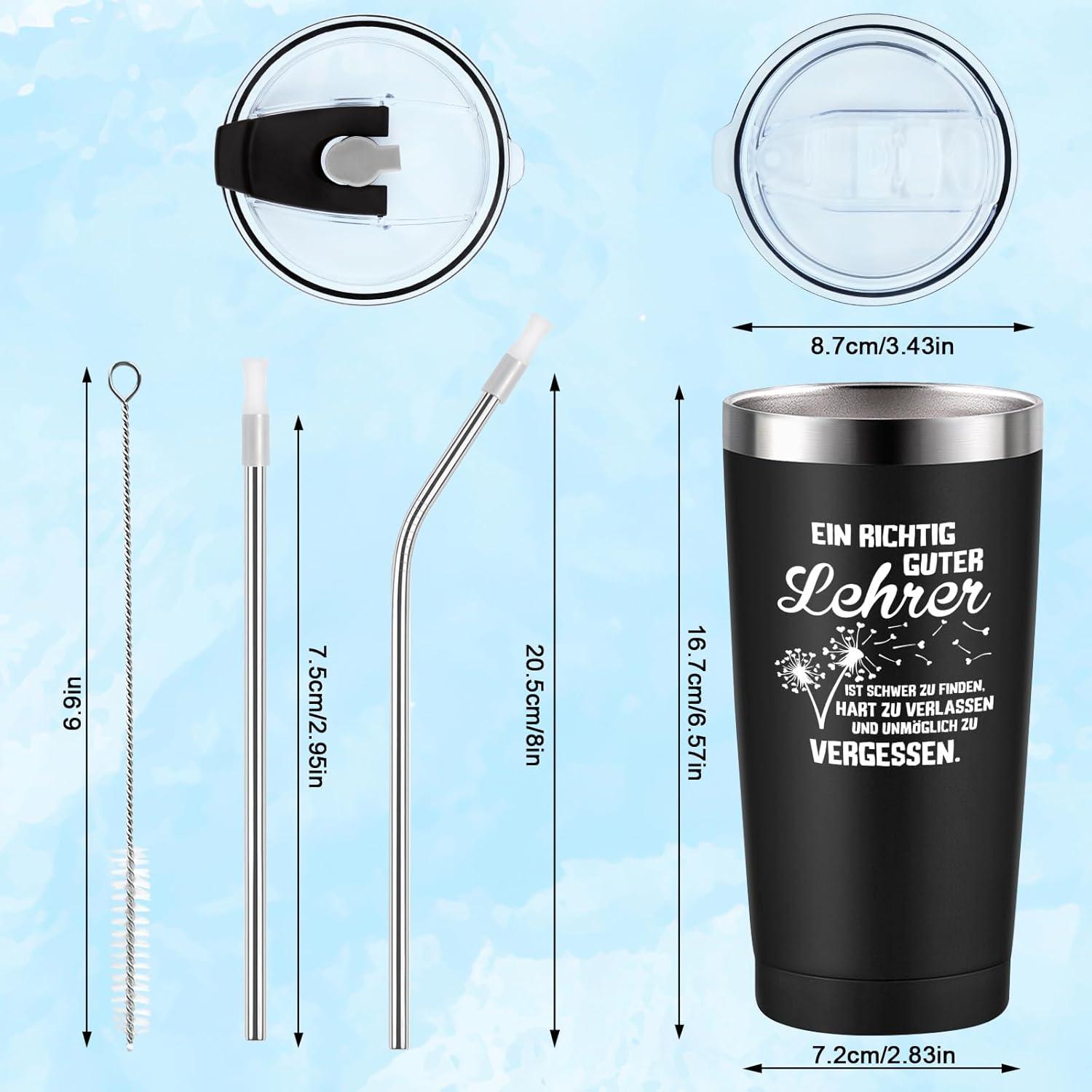 Lehrer Geschenk 600ml Thermobecher Edelstahl Becher Schwarz