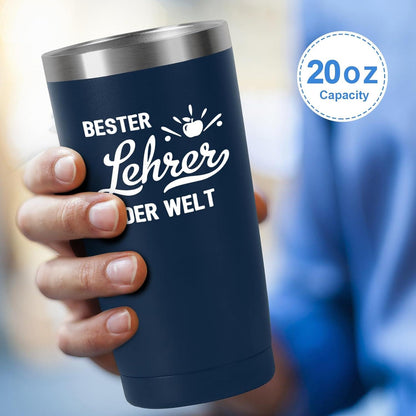 Livole Abschiedsgeschenk für Lehrer - 600ml Edelstahl Weinbecher Navy Blau