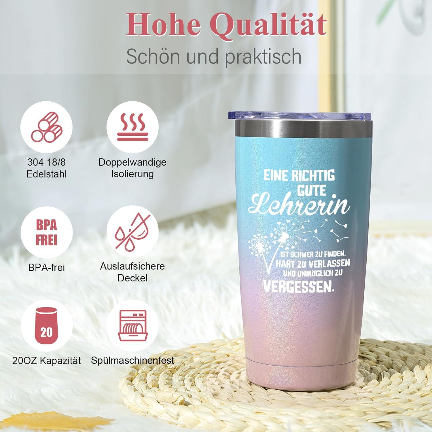 Livole Lehrerin Geschenk 600ml Edelstahl Thermobecher