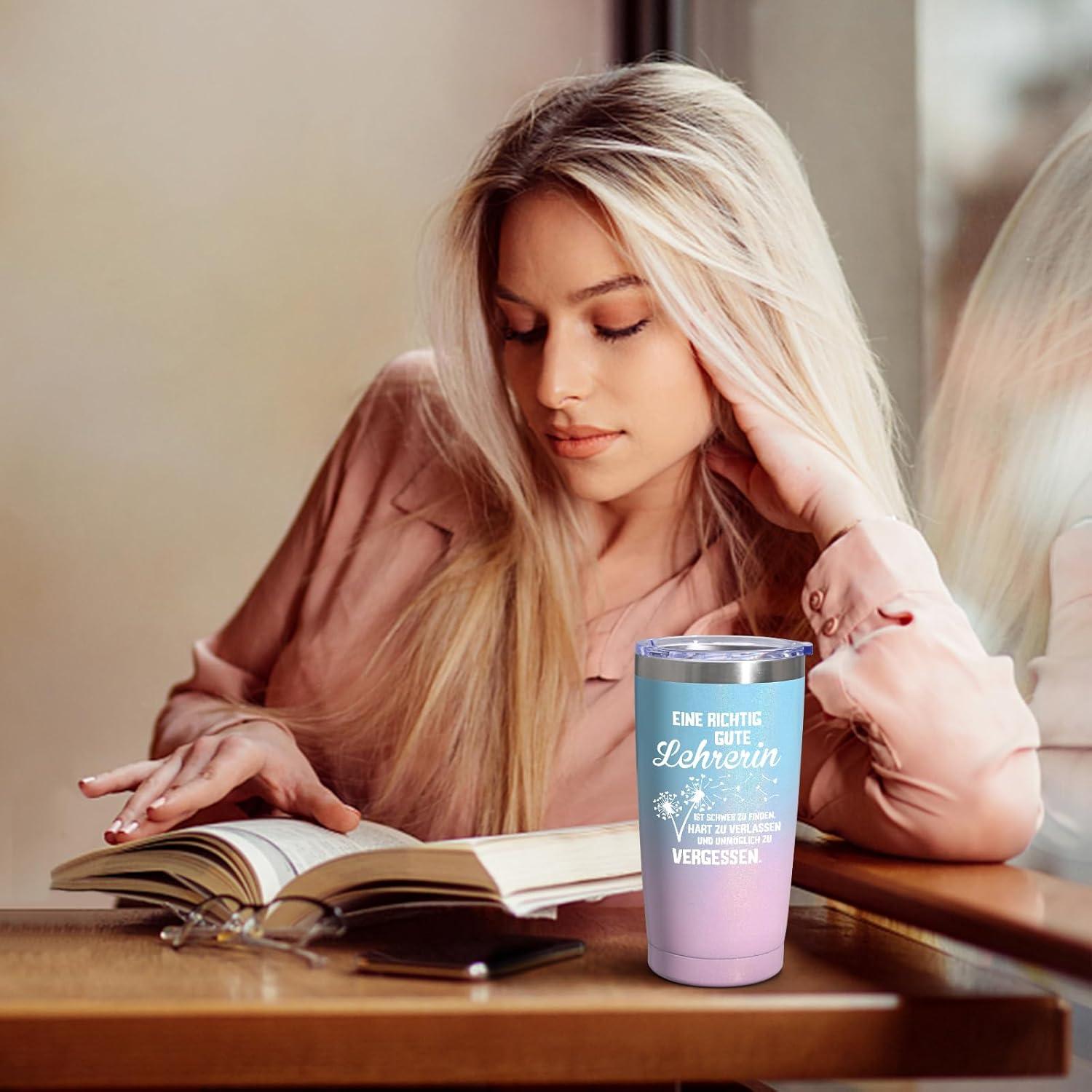Livole Lehrerin Geschenk 600ml Thermobecher Edelstahl Kaffee Becher to go