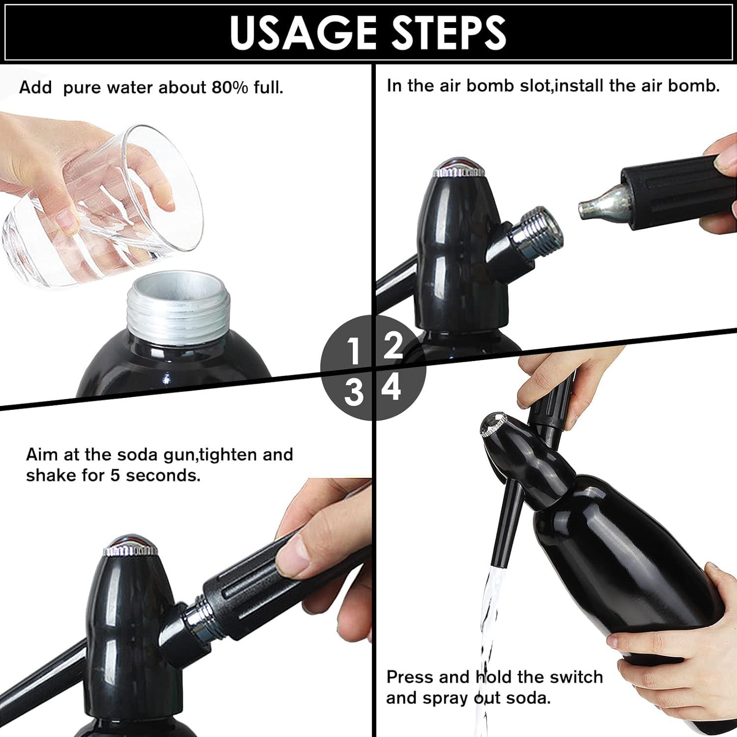 Soda Wassersprudler 1L Aluminium Sprudelwasserbereiter für Getränke