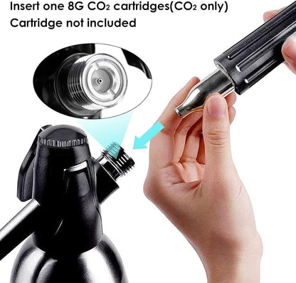 Wassersprudler Siphon Flasche Aluminium Druckregler Schwarz