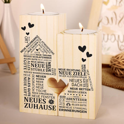 Einweihungsgeschenk Kerzenhalter Holz Neue Wohnung Haus