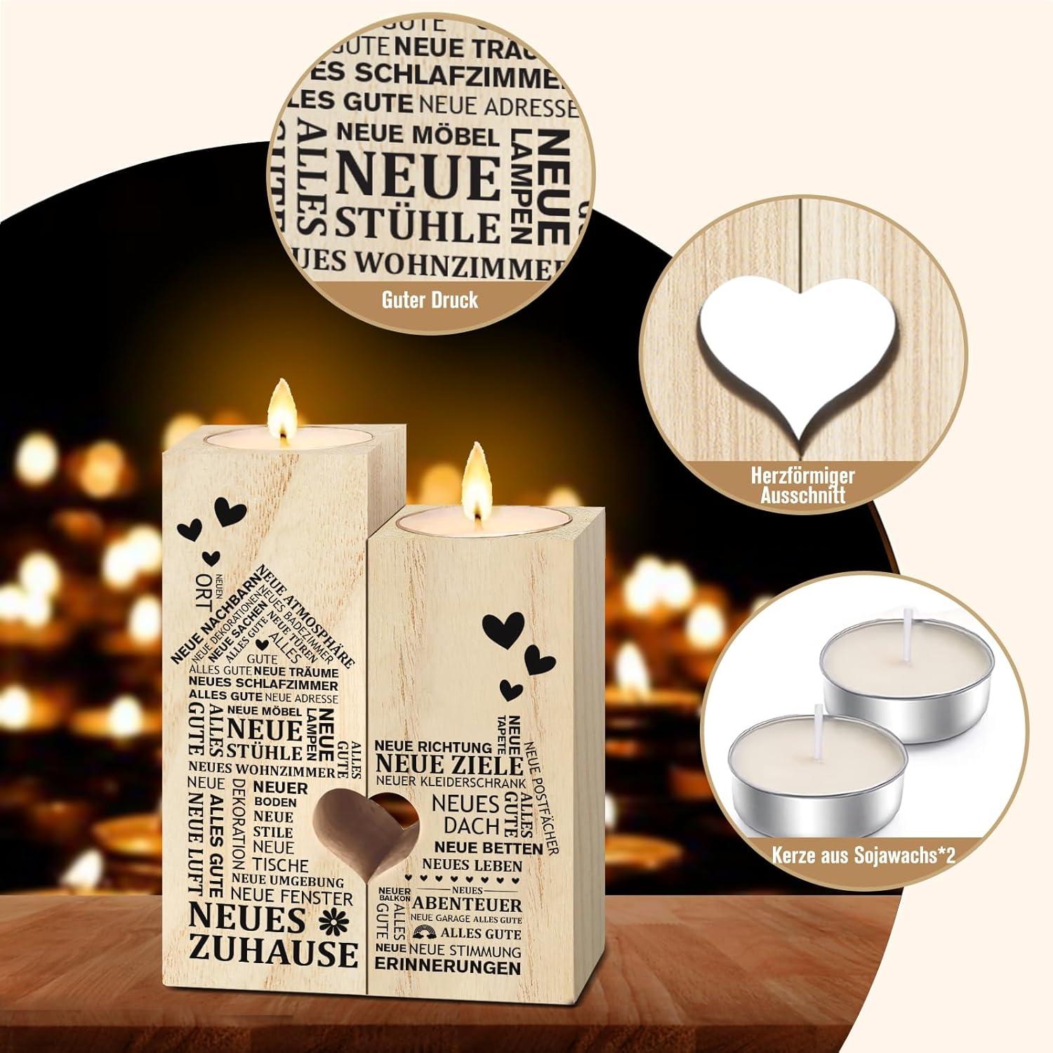 Einweihungsgeschenk Kerzenhalter Holz Neue Wohnung Haus