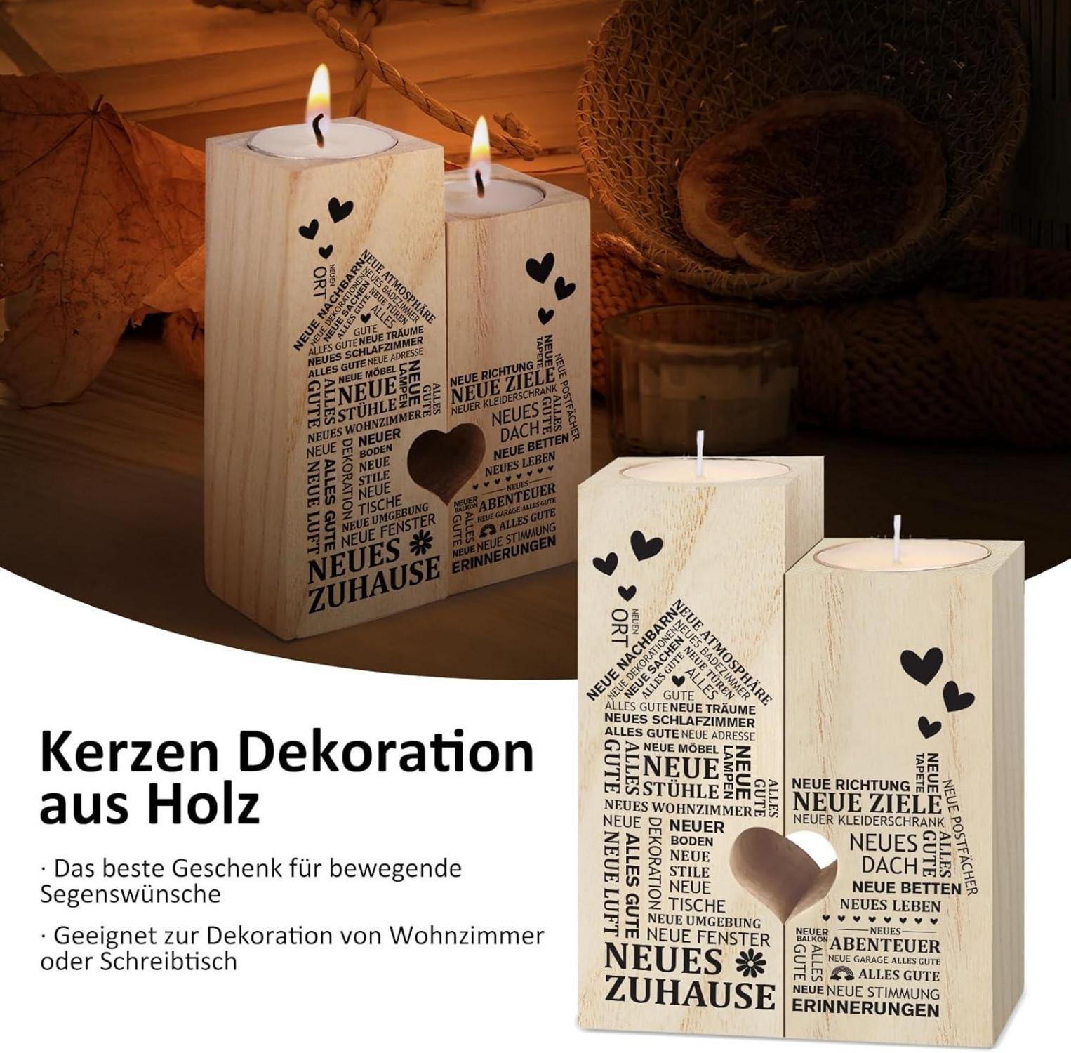 Einweihungsgeschenk: Kerzenständer aus Holz für Neue Wohnung