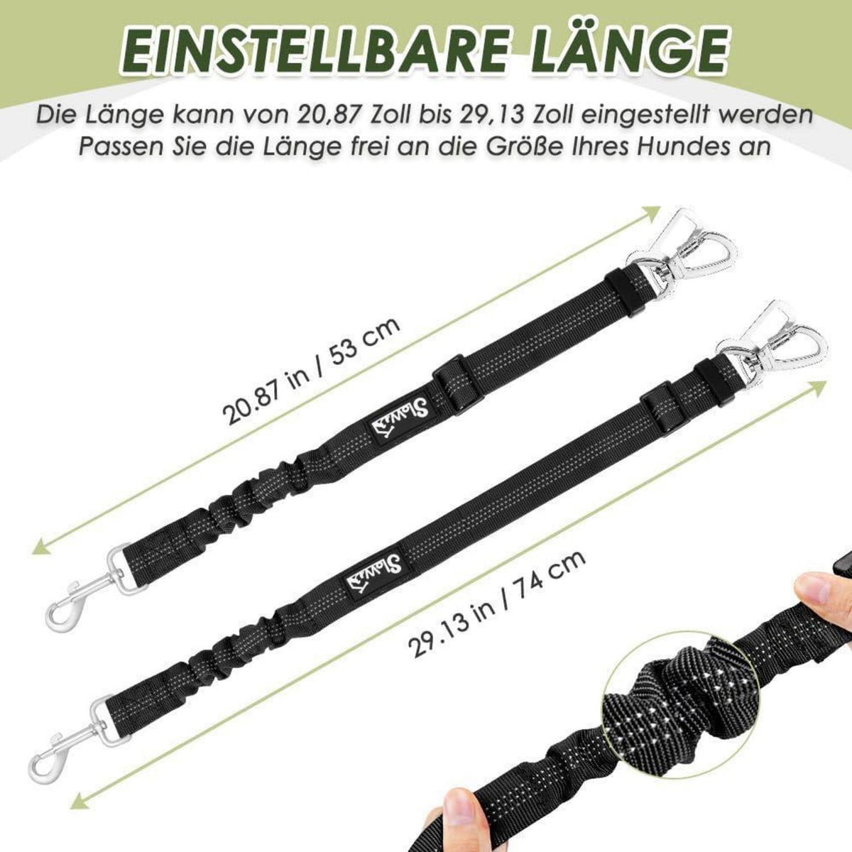 Hundegeschirr Auto Sicherheitsgurt Set – Atmungsaktiv, Grün, S