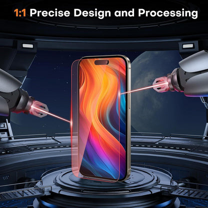 Panzer Schutz Glas für iPhone 15/15 Pro, 9H Härte, Rotlicht-Augenschutz