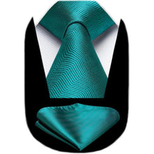 HISDERN Herren Krawatte Einstecktuch Set Dunkelgrün Business