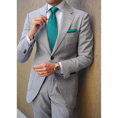 HISDERN Herren Krawatte Einstecktuch Set Dunkelgrün Business