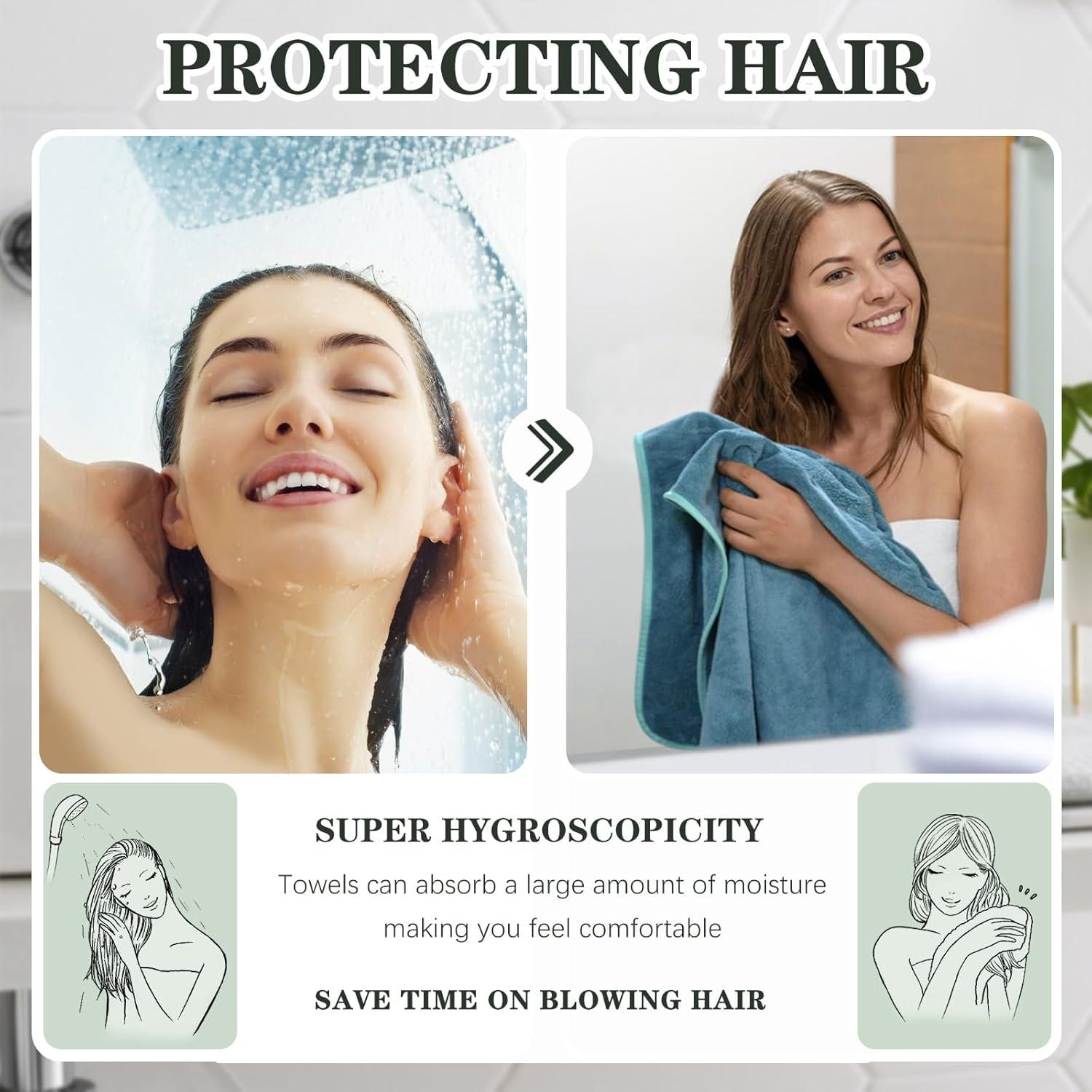 Mikrofaser Handtuch Haare Saugstark 50x100cm Grün 2er Pack