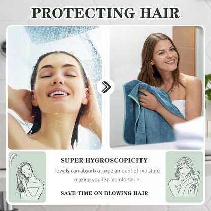 Mikrofaser Handtuch Haare Saugstark 50x100cm Grün 2er Pack
