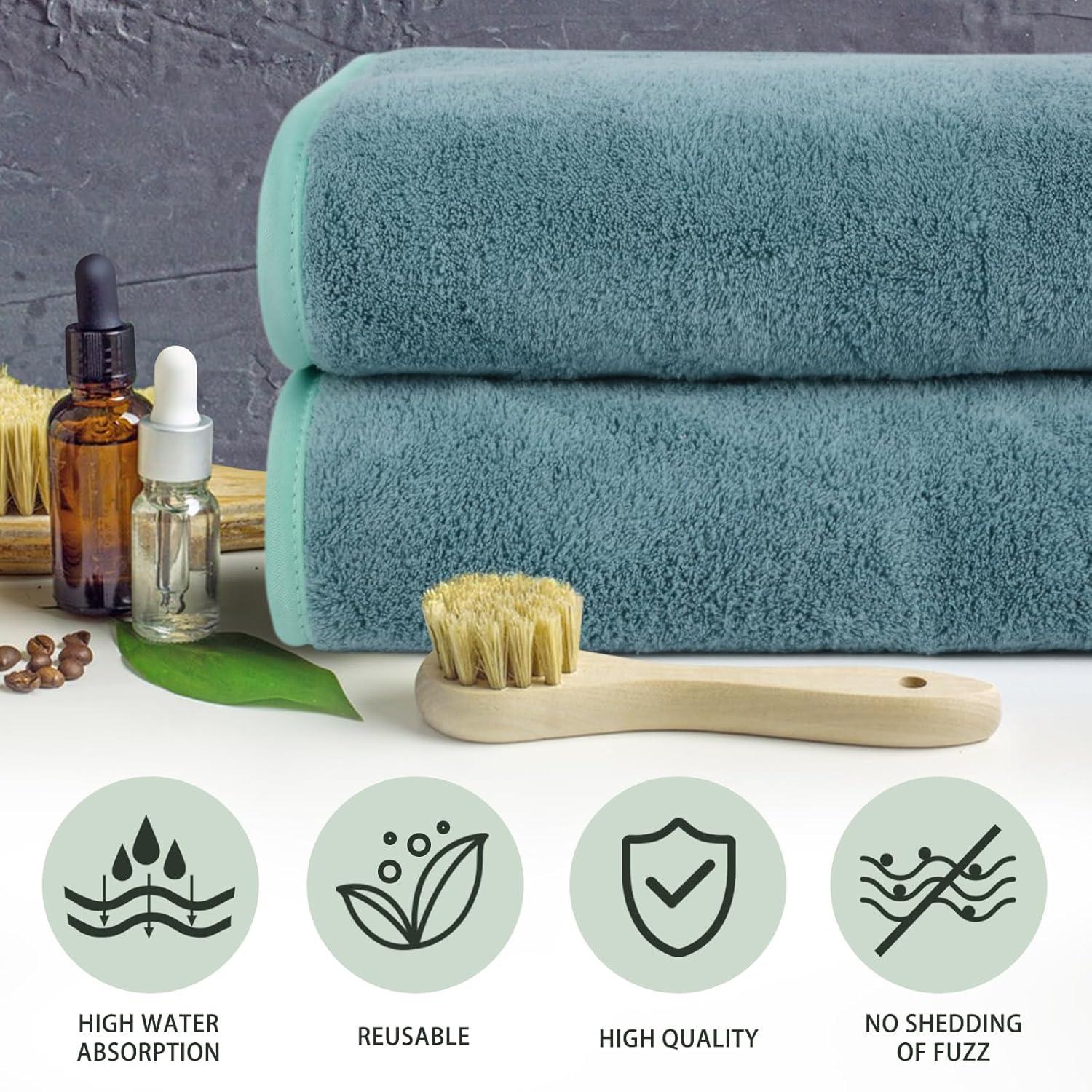 Mikrofaser Handtuch 2er Pack für Haare und Gesicht 50x100cm Grün