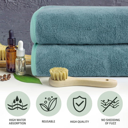 Mikrofaser Handtuch 2er Pack für Haare und Gesicht 50x100cm Grün