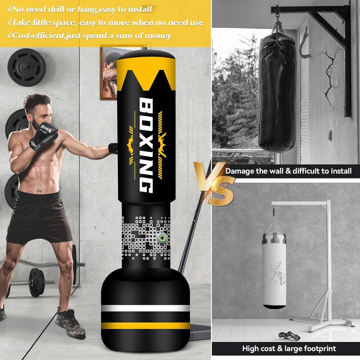 Boxsack Erwachsene 180cm - Mit Boxhandschuhen & Luftpumpe - MMA Muay Thai Training Fitness Set A