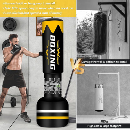 Boxsack Erwachsene 180cm - Mit Boxhandschuhen & Luftpumpe - MMA Muay Thai Training Fitness Set A