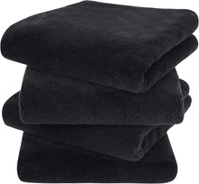Mikrofaser Handtuch Set für Haare & Bad, Flauschig Schwarz
