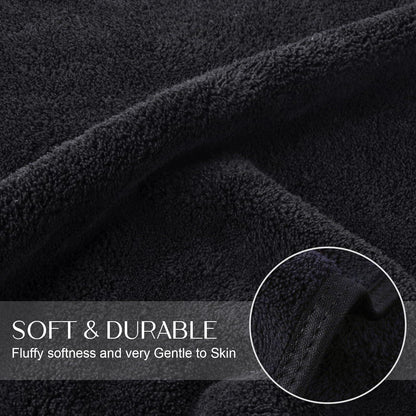 Mikrofaser Handtuch Set für Haare & Bad, Flauschig Schwarz