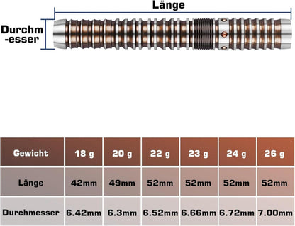 Professionelle Dartpfeile mit Metallspitze 90% Tungsten 16-28g