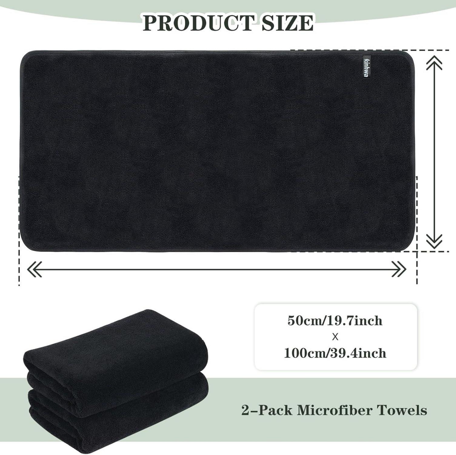 2er Pack Mikrofaser Handtuch Haare 50x100cm Schwarz