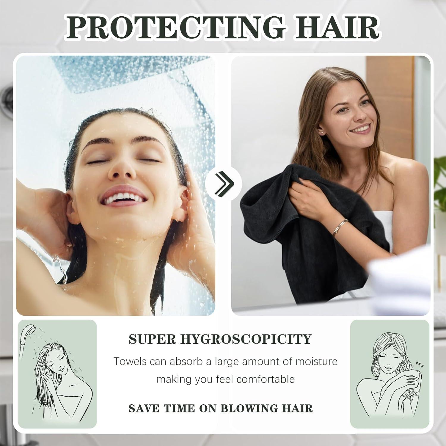 2er Pack Mikrofaser Handtuch Haare 50x100cm Saugstark
