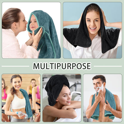 2er Pack Mikrofaser Handtuch Haare 50x100cm Saugstark Dunkelgrau