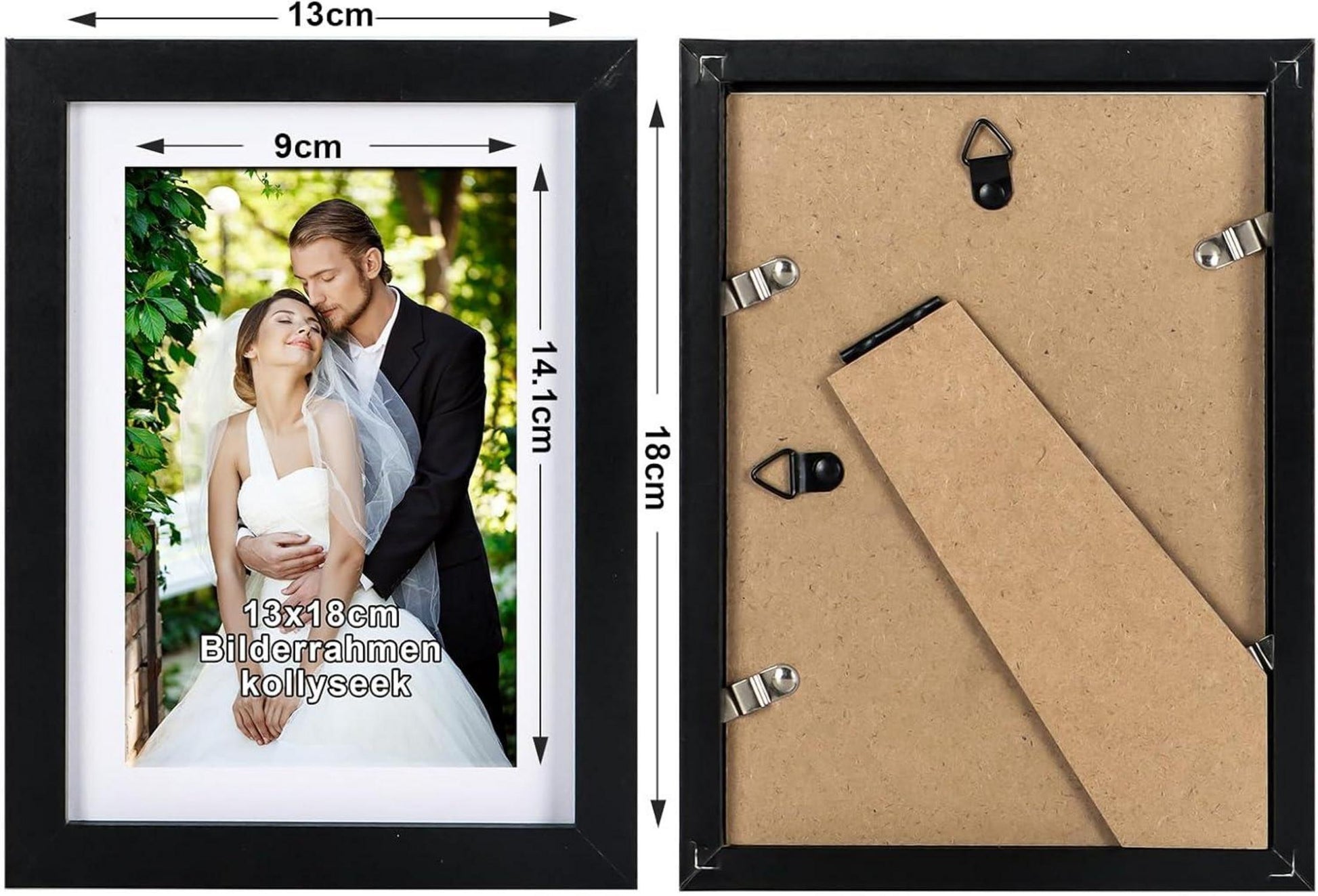 Kollyseek 5er Set Bilderrahmen 13x18 cm Schwarz Acrylglas Holz