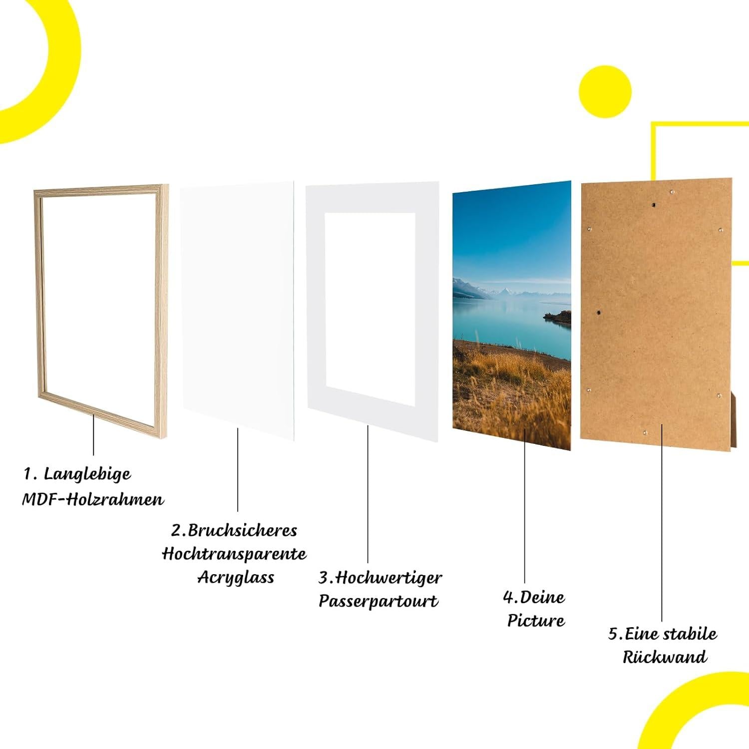 Bilderrahmen DIN A4 MDF Acrylglas-holz Aufhängen Wohnzimmer