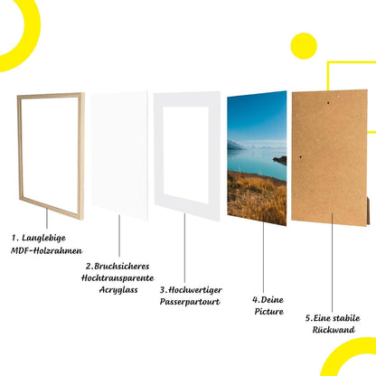 Bilderrahmen DIN A4 MDF Acrylglas-holz Aufhängen Wohnzimmer