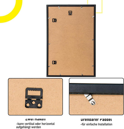 3er Set Bilderrahmen 40x60cm MDF Acrylglas Schwarz Holzrahmen