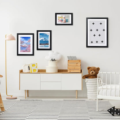 5er Set Bilderrahmen DIN A4 Schwarz Acrylglas Holzrahmen