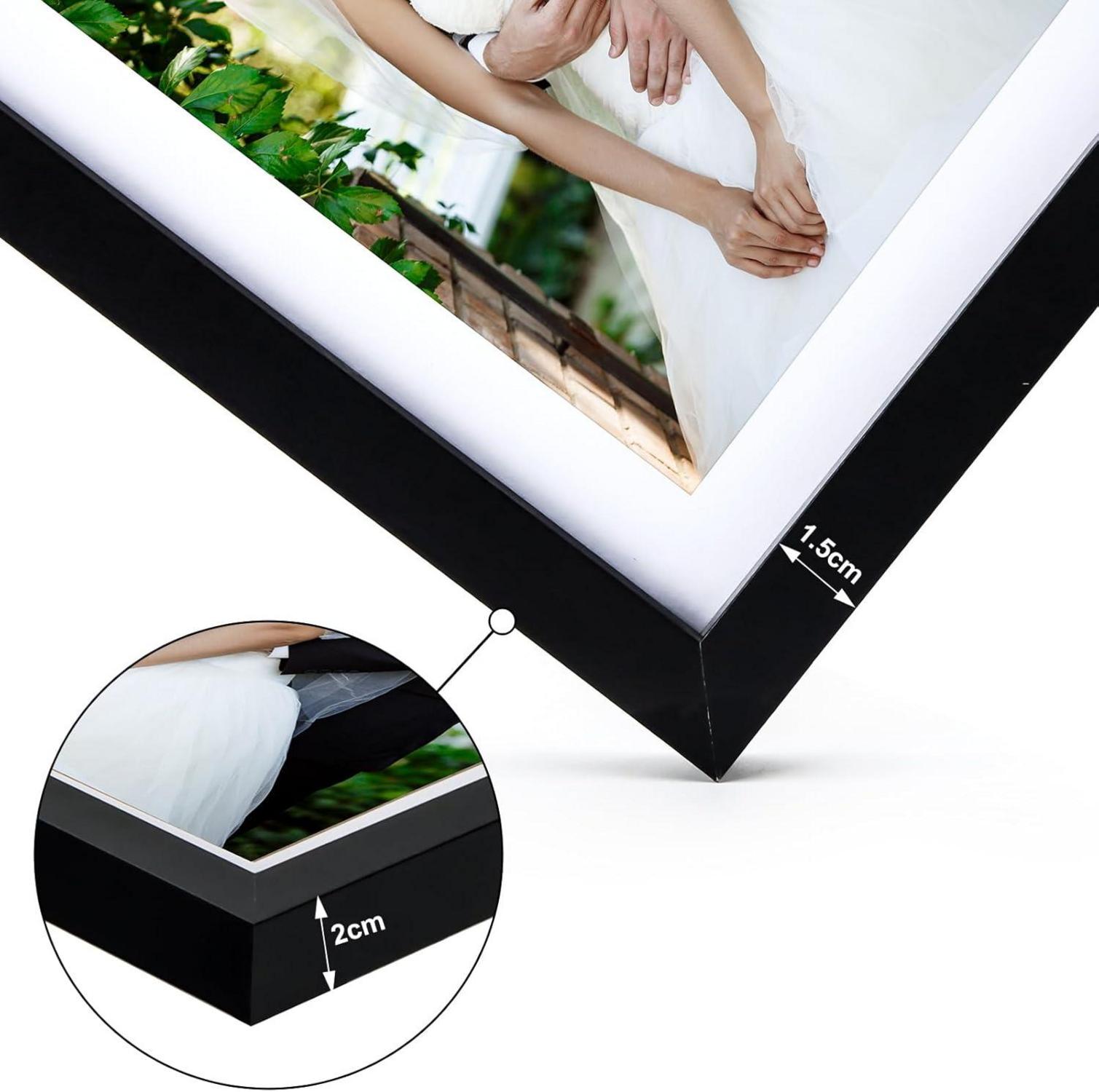 Kollyseek 5er Set Bilderrahmen 15x20cm Schwarz MDF Acrylglas