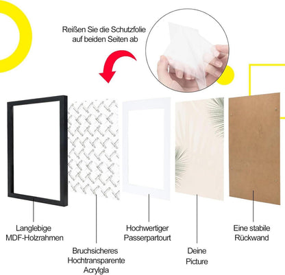 5er Set Bilderrahmen 15x20 cm Schwarz Acrylglas Fotorahmen Holz