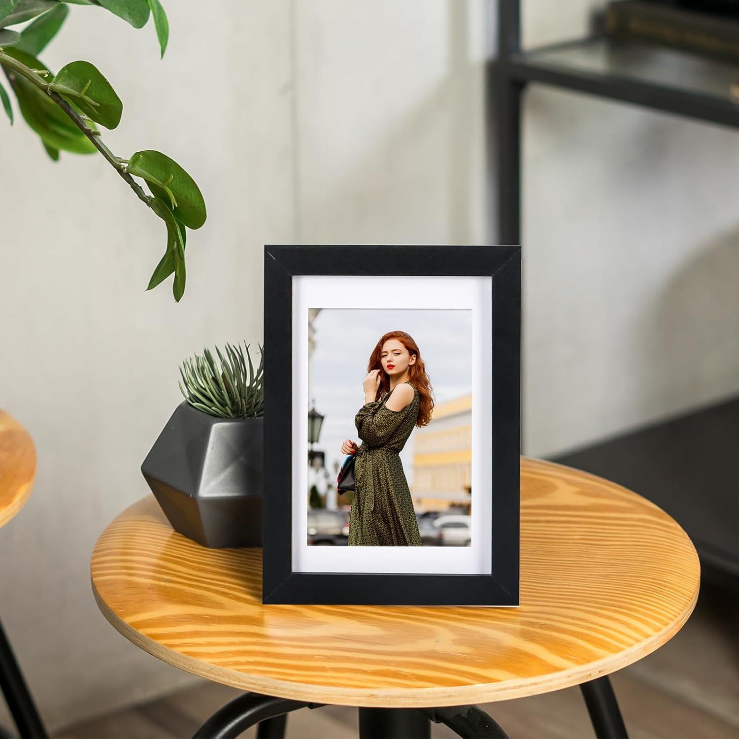 Fotorahmen Set Schwarz 15x20 cm MDF Acrylglas Bilderrahmen Wohnzimmer Hängen