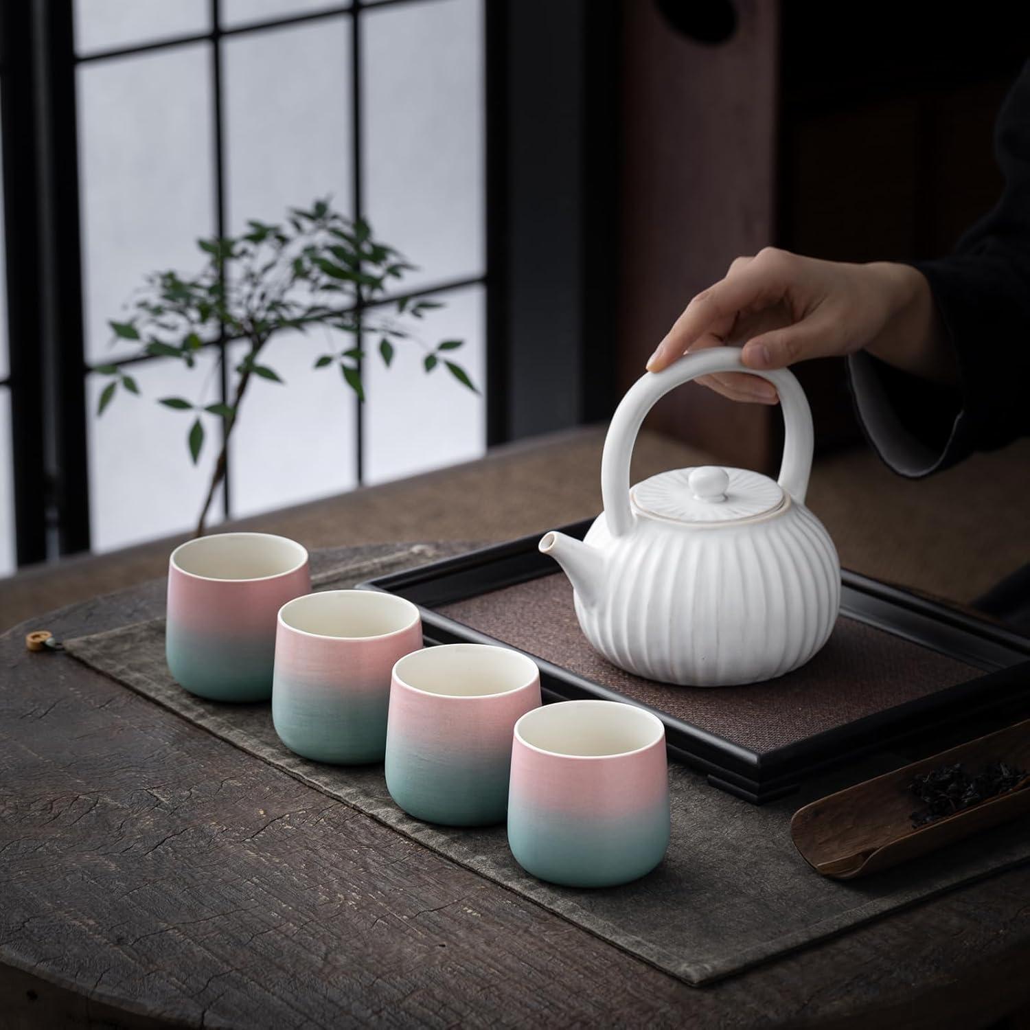 Japanische Teetassen Set Rosa Grün 205ml, 4 Stück/Karton