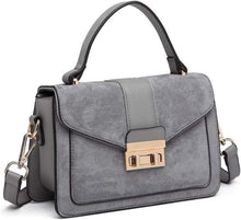 Vintage Umhängetasche Damen Kunstleder Wildleder Flap Handtasche