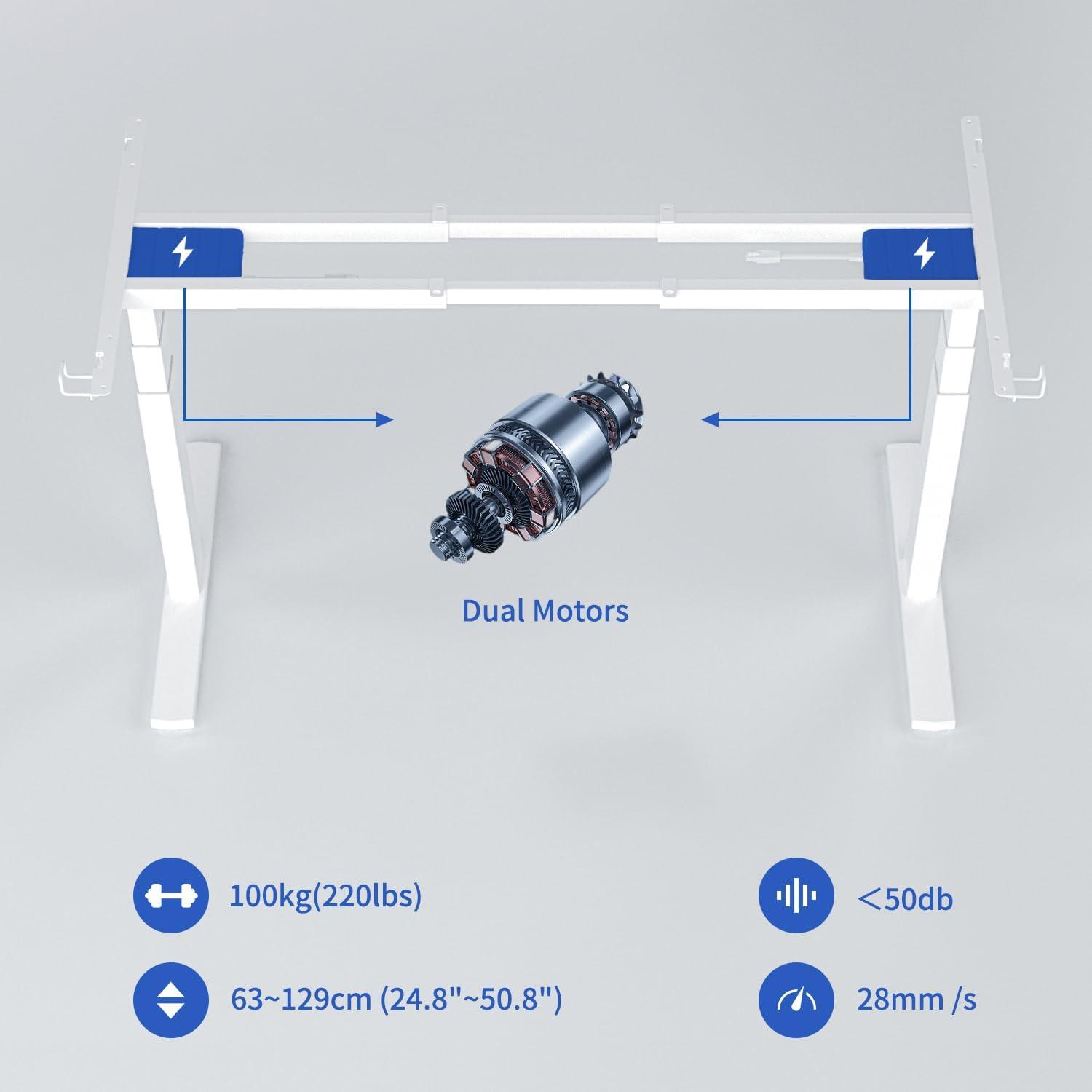 Höhenverstellbares Schreibtischgestell mit 2 Motoren und Memory-Steuerung, USB-Anschlüssen und Kollisionschutz
