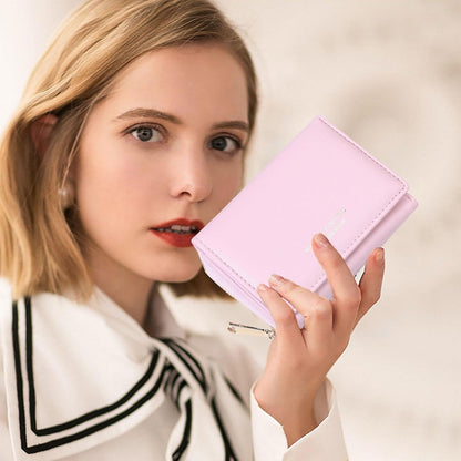 Geldbeutel Damen Klein PU Leder Münzfach 7 Kartenfächern Rosa
