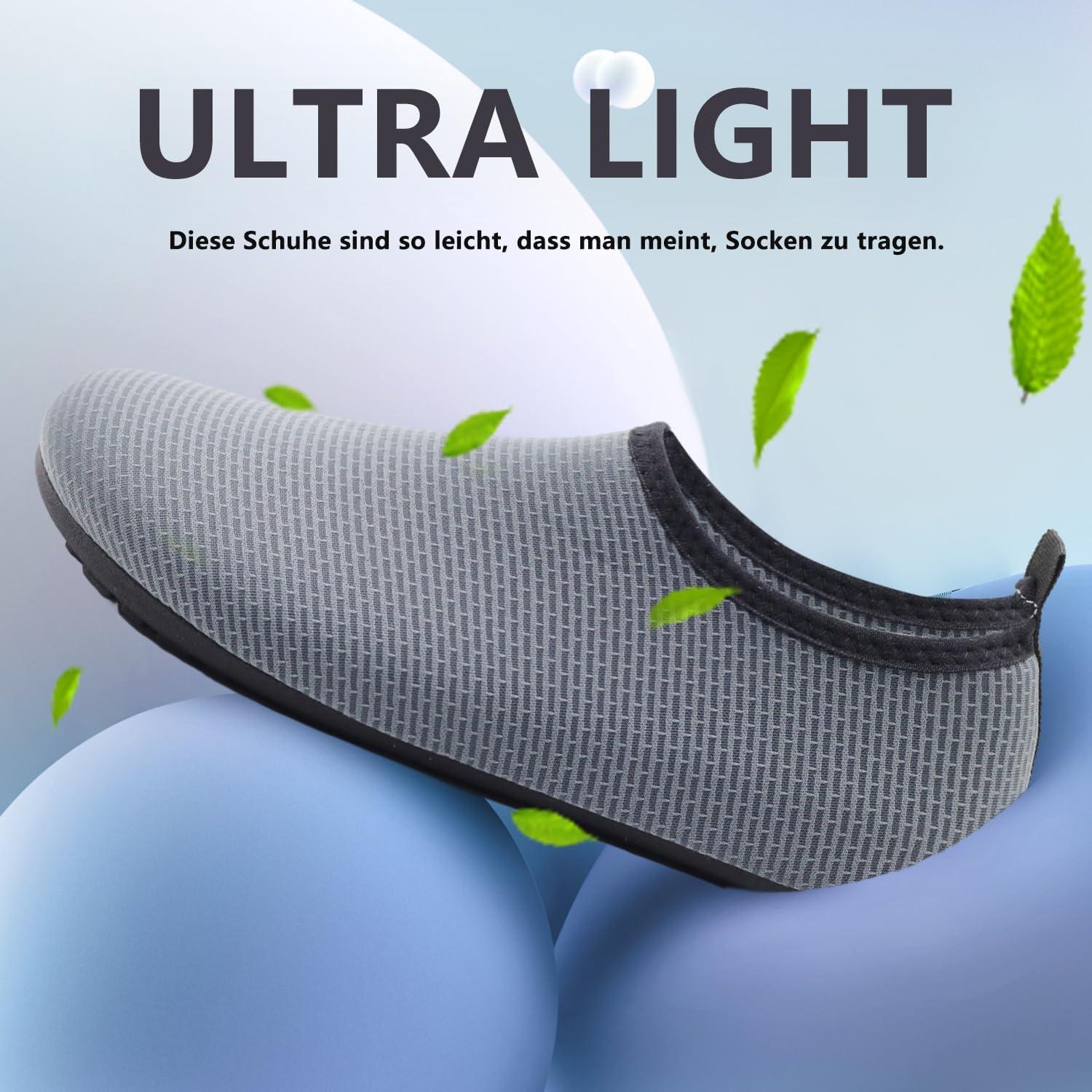 Wasserschuhe Damen Herren Aquaschuhe Badeschuhe Gr. 36-46 Grau