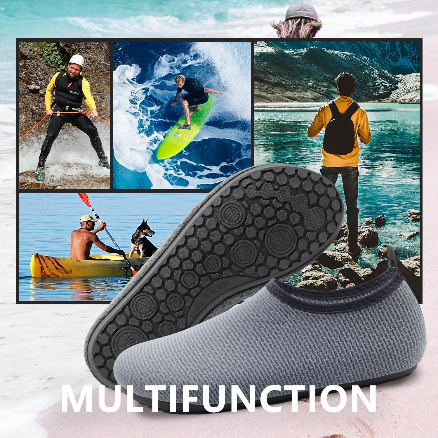 Wasserschuhe Badeschuhe Aquaschuhe Schwimmschuhe 100% Baumwolle Grau