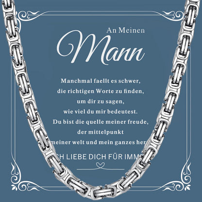 LOCCY Herren Königskette Edelstahl Silber 5mm Wikinger Byzantinische